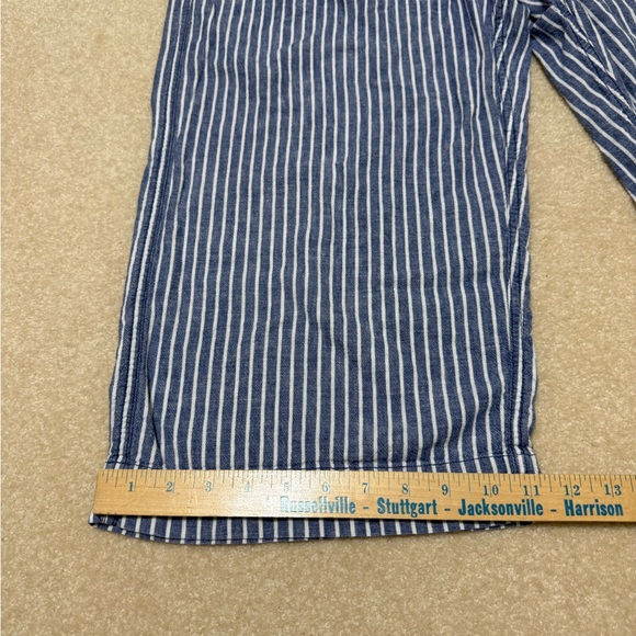 Beach Lunch Lounge Crop Linen Navy and White Striped Pants - Picture 6 of 7